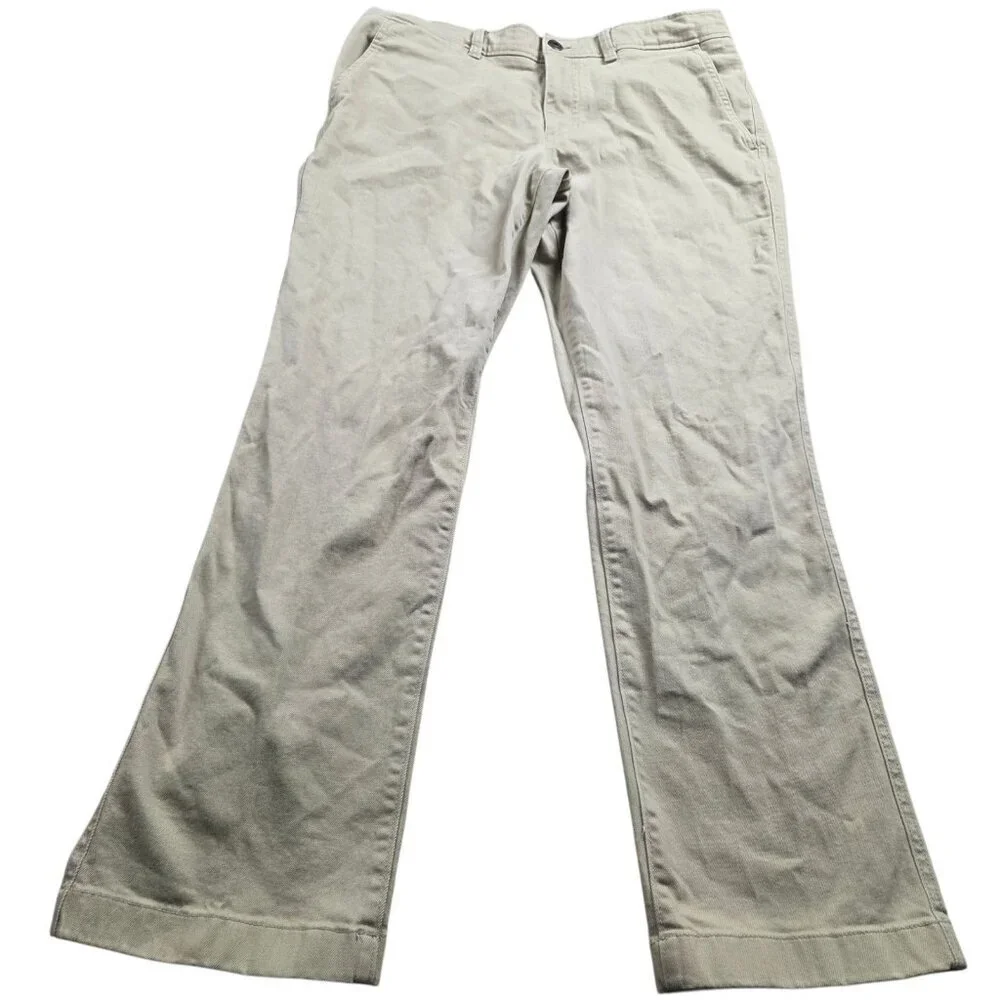LL Bean Pants Mens 36x32 Brown Field Chinos 5 Pocket Straight Adjustable Waist